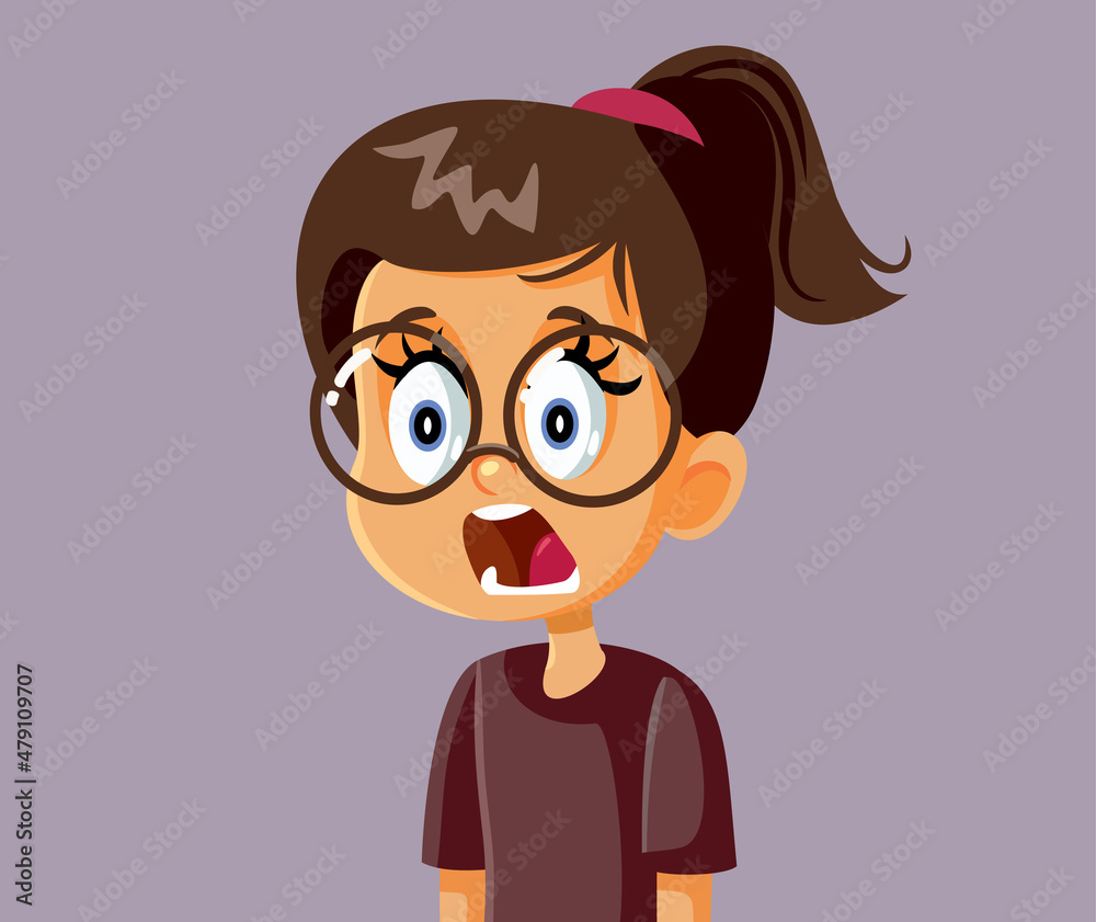 Astonished Little Girl Feeling Shocked Vector Cartoon Astonished Little Girl Feeling Shocked Vector Cartoon