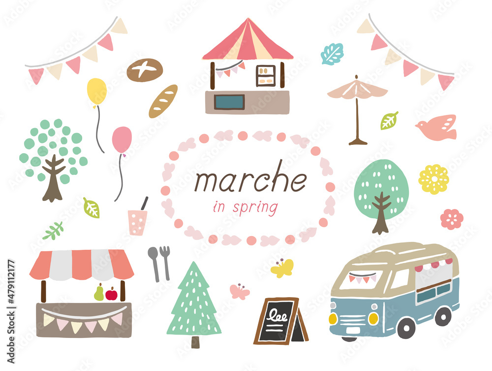 マルシェ　かわいい　イラストセット