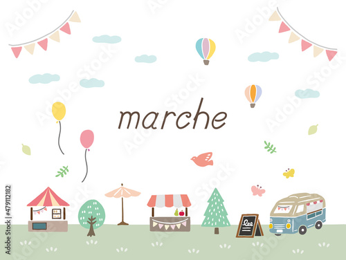 マルシェ　春　かわいいベクターイラスト