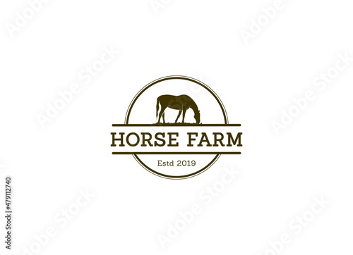 Horse silhouette for vintage retro rustic countryside western country farm ranch logo design