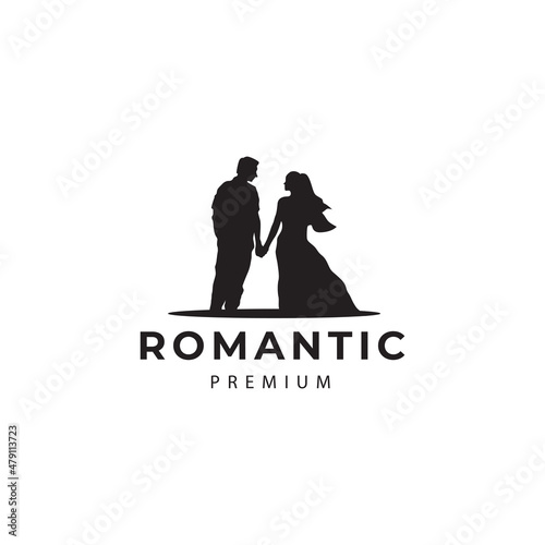 romantic wedding beloved logo vector icon symbol illustration design silhouette