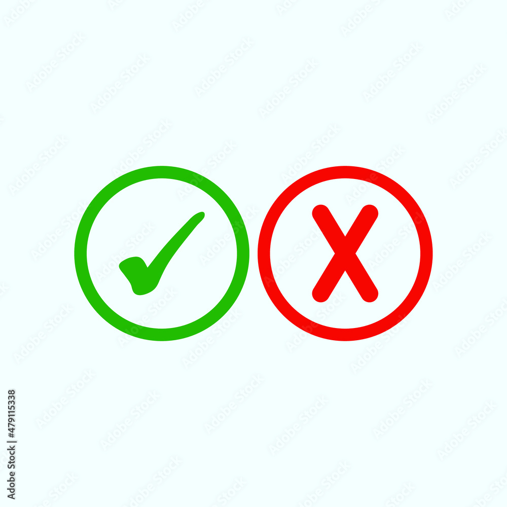 Check mark green and red line icons. Vector illustration. eps - Vector Check mark green and red line icons. Vector illustration. eps - Vector