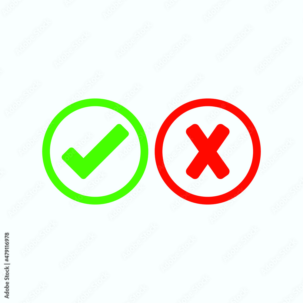 Check mark green and red line icons. Vector illustration. eps - Vector Check mark green and red line icons. Vector illustration. eps - Vector
