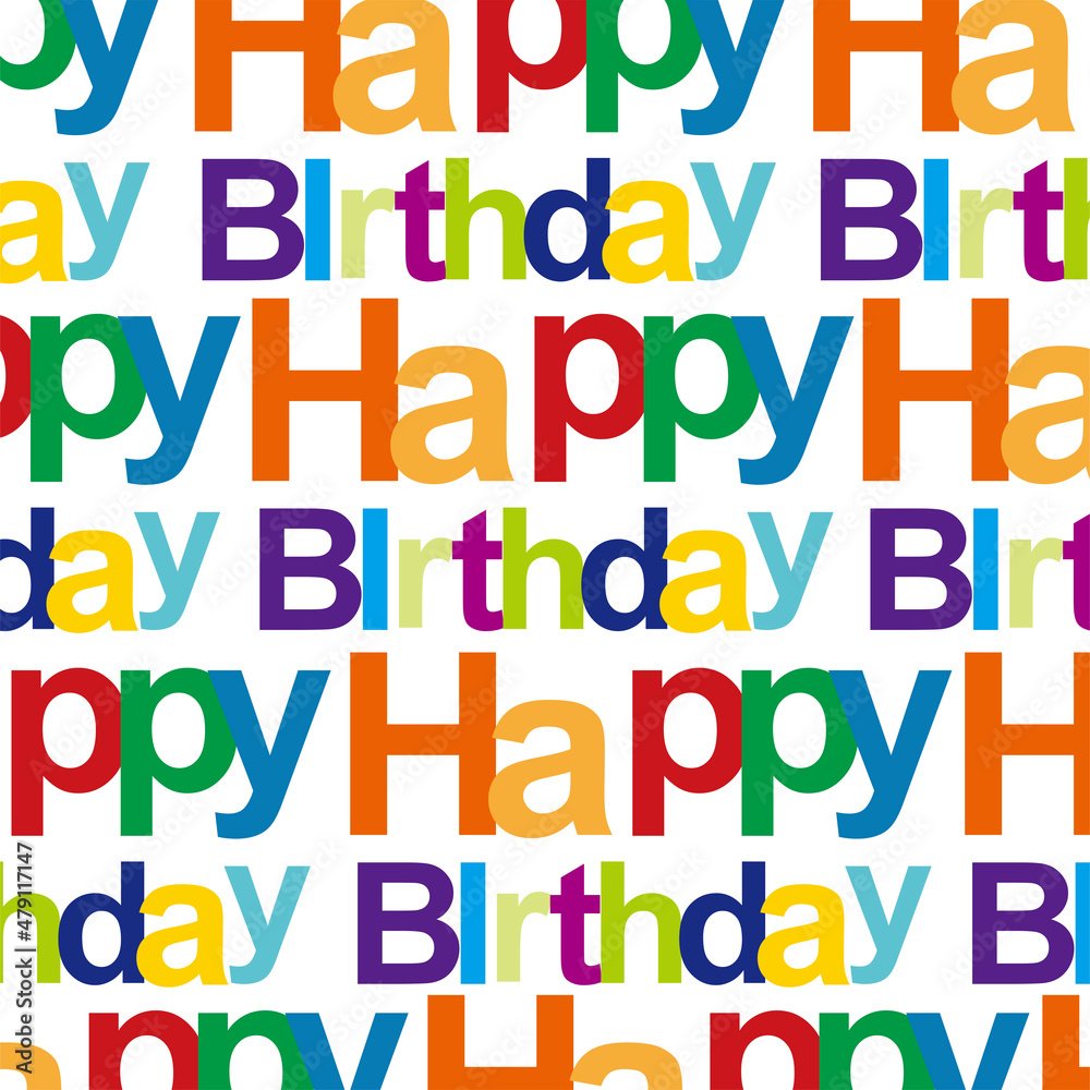 happy birthday pattern with colorful alphabet