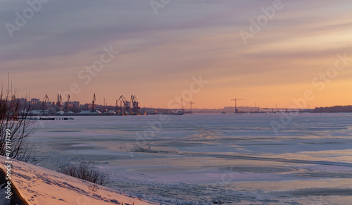Russia, Cherepovets, December 5, 2020: Urban landscape of an industrial city. A city with a wide range of production.
