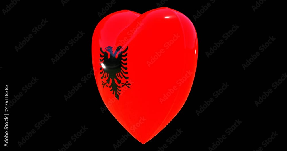 Flag of Albania on turning Heart 3D Loop Animation with Alpha Channel ...