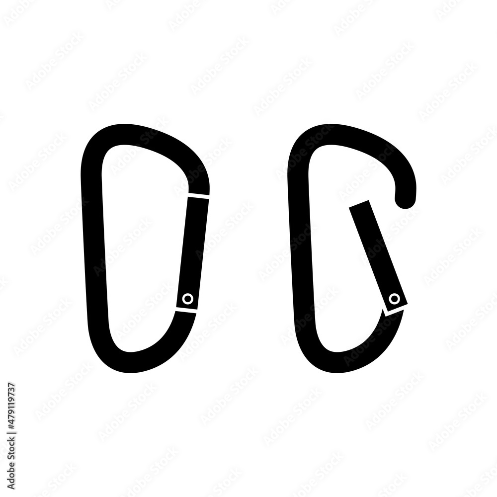 Climbing Carabiner Icon Set Illustration Climbing Carabiner Icon Set Illustration