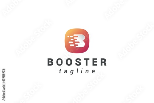 Letter b creative speed booster technological logo 