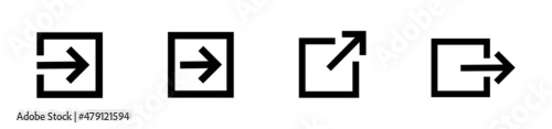 Square and arrow icon set. external link sign. Arrow open page icon. Vector illustration.