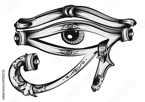 Egyptians religion symbol created in old vintage style
