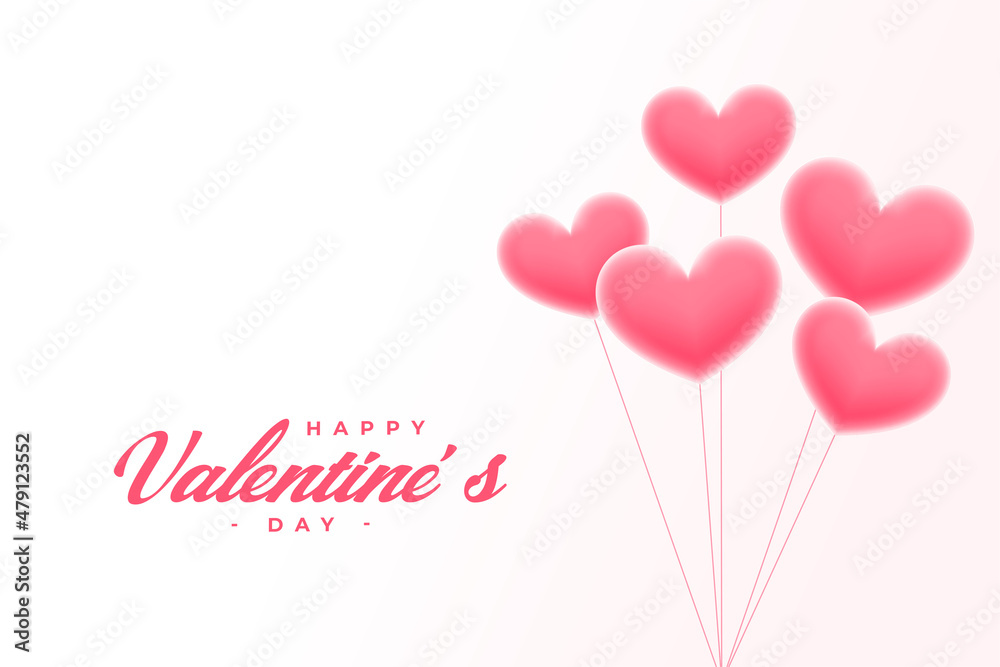 valentines day background with 3d hearts balloons