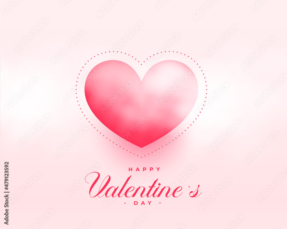 cloudy pink 3d heart valentines day background