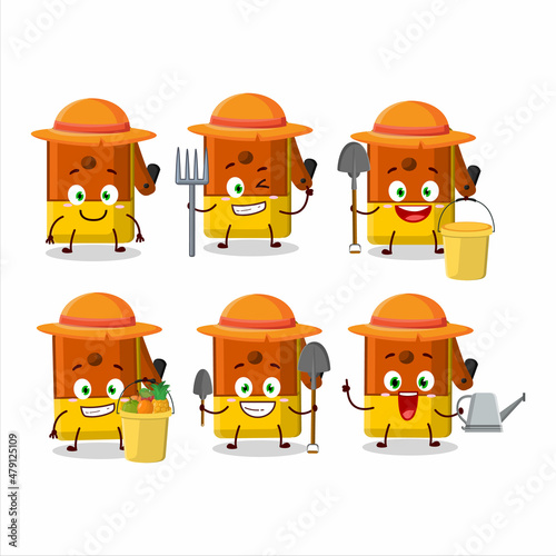 Farmer orange pencil sharpener table cute mascot character with fork
