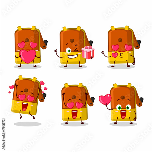 Orange pencil sharpener table cartoon character with love cute emoticon