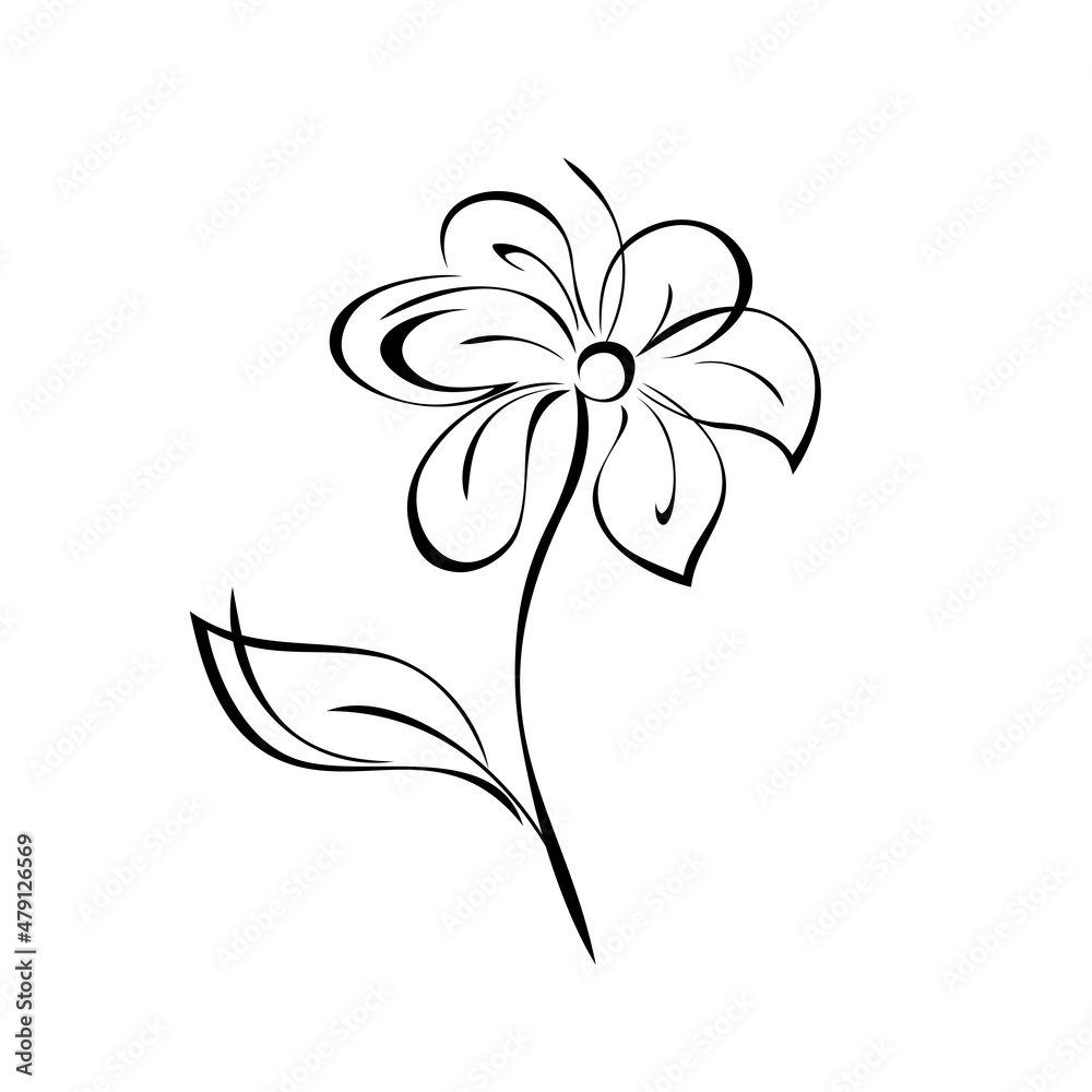 Obraz premium ornament 2149. blossoming flower with large petals on a single-leafed stem. graphic decor