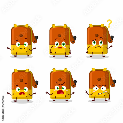 Cartoon character of orange pencil sharpener table with what expression