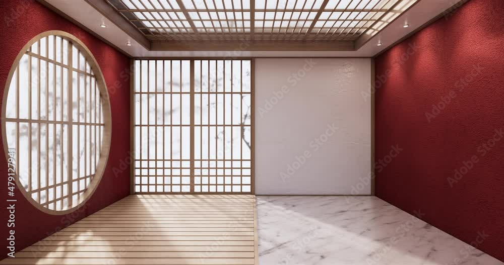 The Empty room, japanese interior.3D rendering