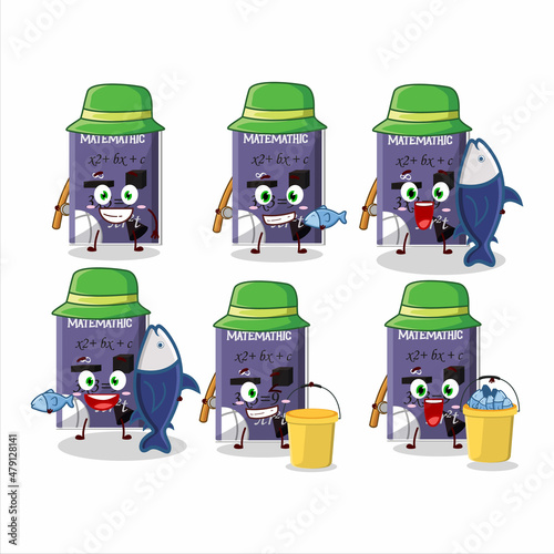 A fisherman matemathic book cartoon picture catch a big fish