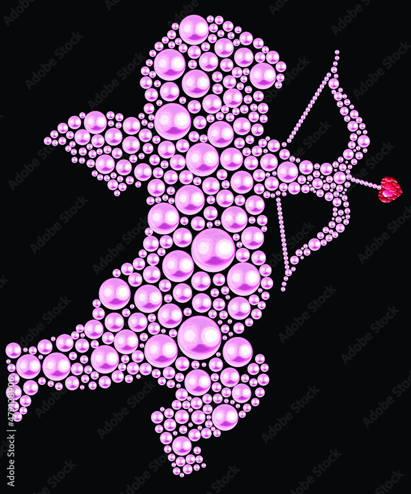Happy Valentine's Day Pearl Diamond Cupid Vector Happy Valentine's Day Pearl Diamond Cupid Vector