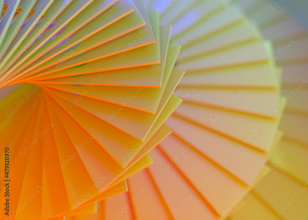 Fototapeta premium Geometric orange background with different color tones. 3D illustration