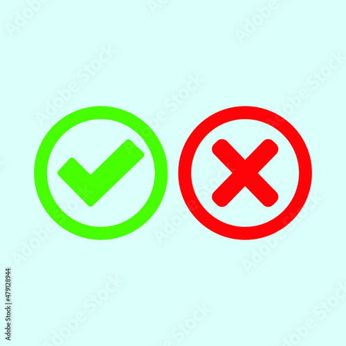 Check mark green and red line icons. Vector illustration. eps - Vector