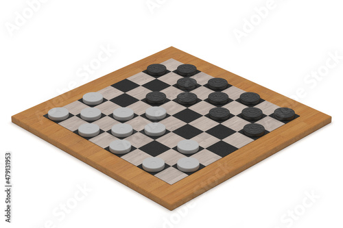 playing board with checkers 3d rendering