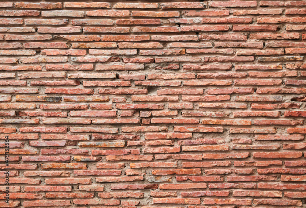 Fototapeta premium red brick block wall texture old background with copy space
