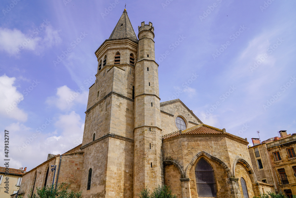 Saint Nazaire Cathedral medieval stone historical building in city Beziers France