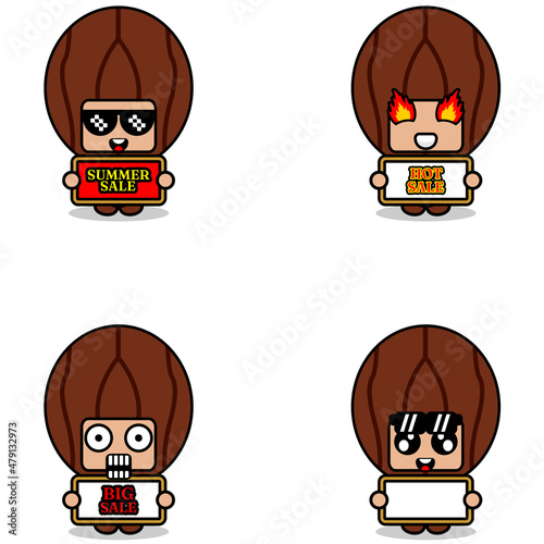 cute cartoon character vector nutmeg mascot costume set summer sale bundle collection