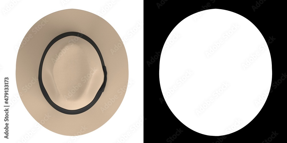 3D rendering illustration of a fedora Panama hat - obrazy, fototapety, plakaty 