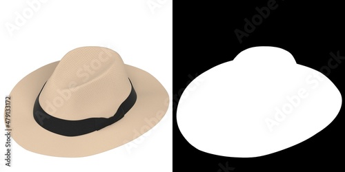3D rendering illustration of a fedora Panama hat photo