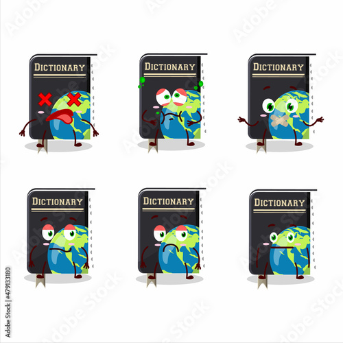 Dictionary book cartoon character with nope expression