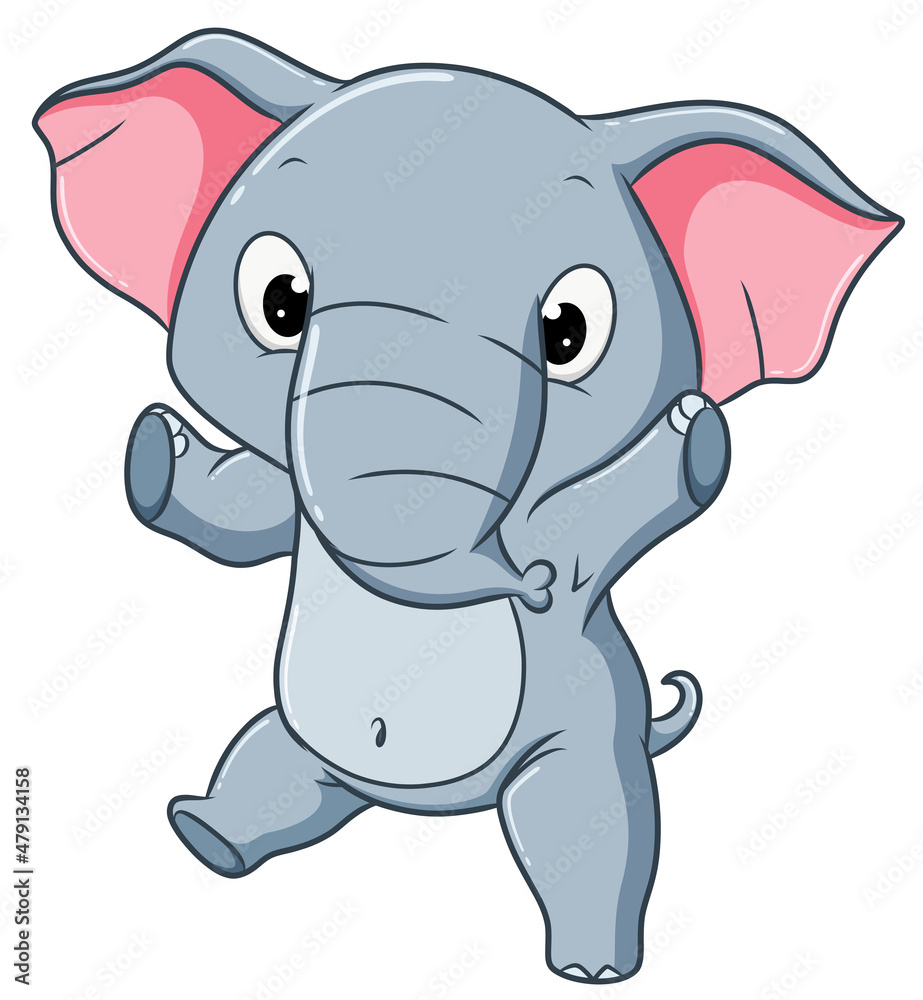 The happy elephant is dancing with the excited expression The happy elephant is dancing with the excited expression