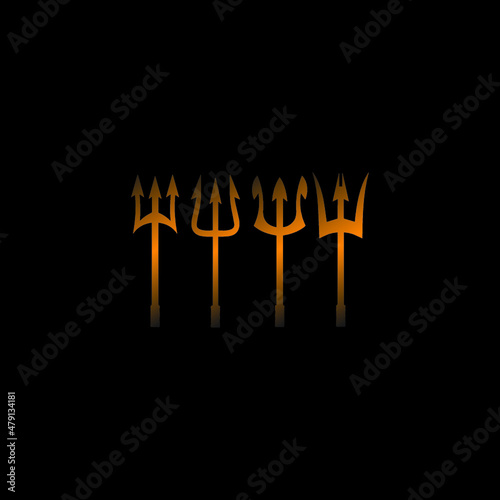 Set Of Trident Vector Illustration Silhouette
