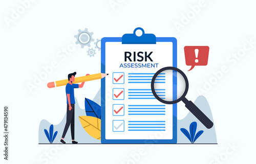 Risk assessment concept with form and magnifier vector illustration. photo