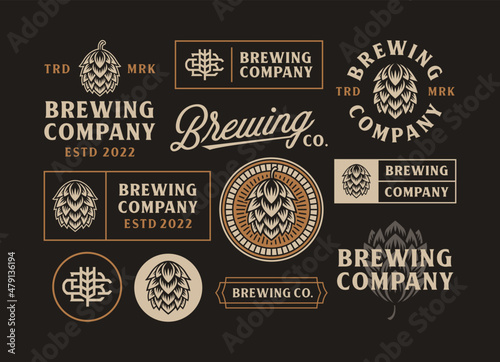 set of vintage Brewing Company in dark background.