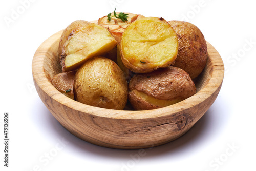 Plate of Baked potato isolated on white background