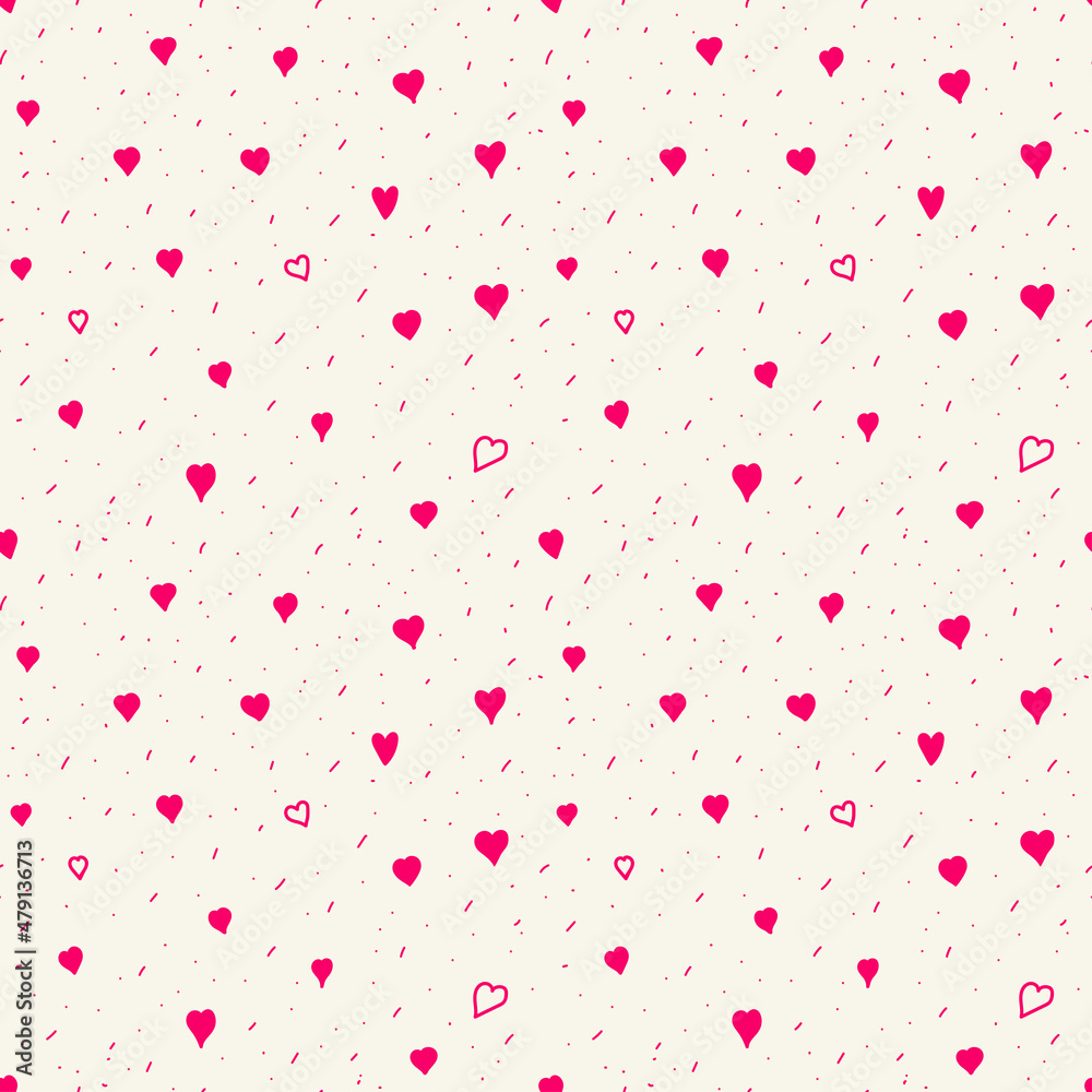Bright pink doodle hearts pattern