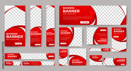 set of creative web banners of standard size with a place for photos. Vertical, horizontal and square template. vector illustration