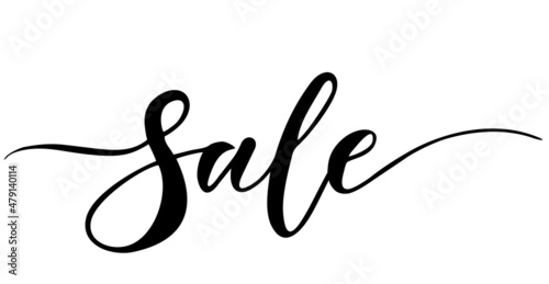 Sale handwritten inscription. Hand drawn lettering vector illustration. One line drawing of phrase. Modern design with calligraphic inscription.