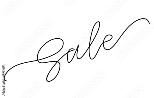 Sale handwritten inscription. Hand drawn lettering vector illustration. One line drawing of phrase. Modern design with calligraphic inscription.