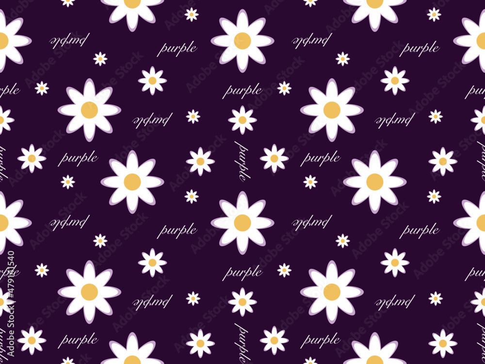 white flower cartoon character seamless pattern on purple background white flower cartoon character seamless pattern on purple background