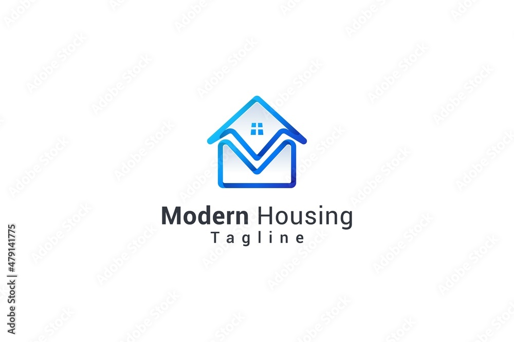 Letter M creative modern house unique logo Letter M creative modern house unique logo