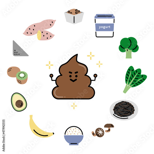 健康的なうんちのキャラクターと便秘に効く食べ物