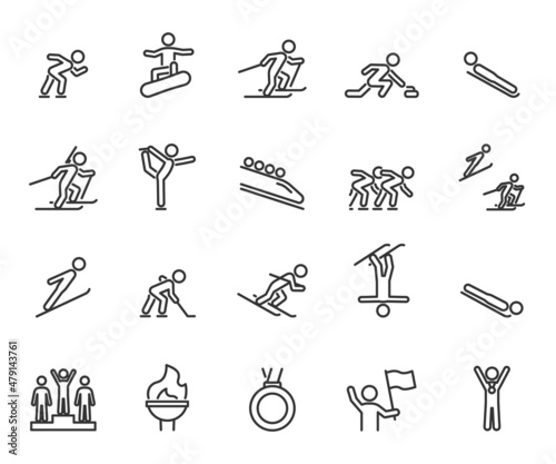 Photographie Vector set of winter sports line icons