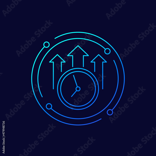 overtime line icon, long working hours vector