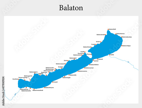 Simple overview map of the Hungarian Lake Balaton photo