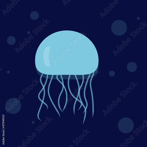 jellyfish on blue background