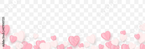 Vector paper hearts png. Pink and white hearts on an isolated transparent background. Paper elements. Holiday, Valentine's Day, PNG.