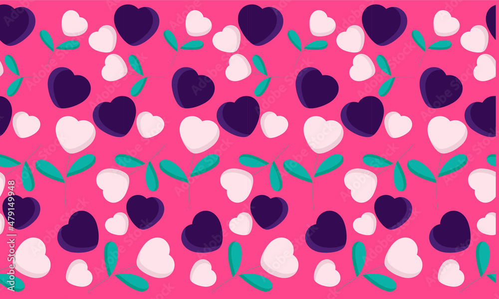 Seamless heart pattern on pink background